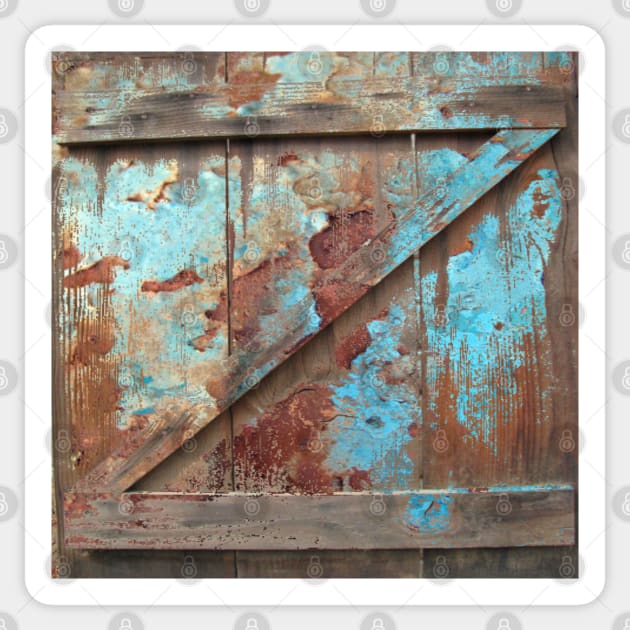 Primitive Western Country Barn Door Rustic Turquoise Barnwood Sticker by Tina